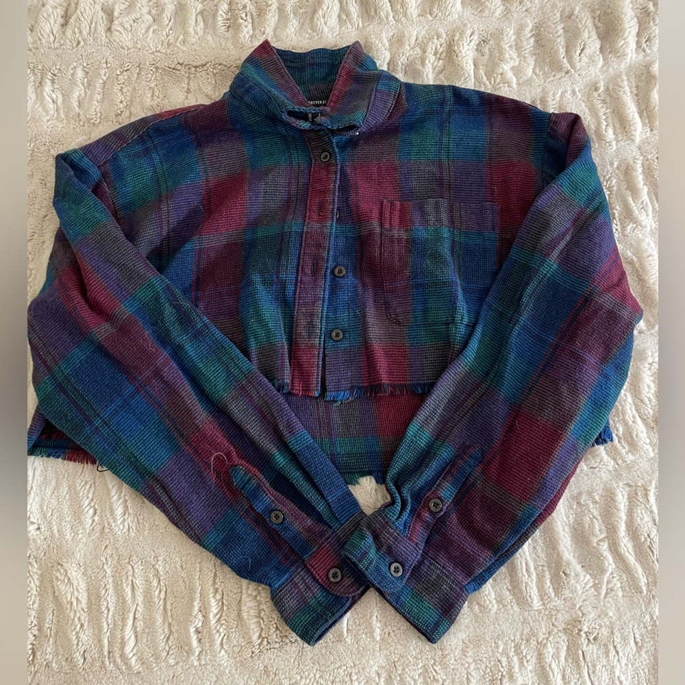 Cropped Flannel Shirt